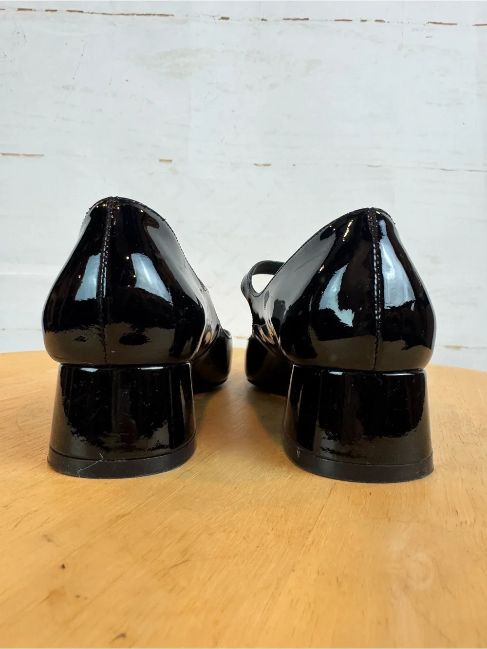 Stuart Weitzman Black Patent Leather Mary Jane Block Heel Shoe, 6.5